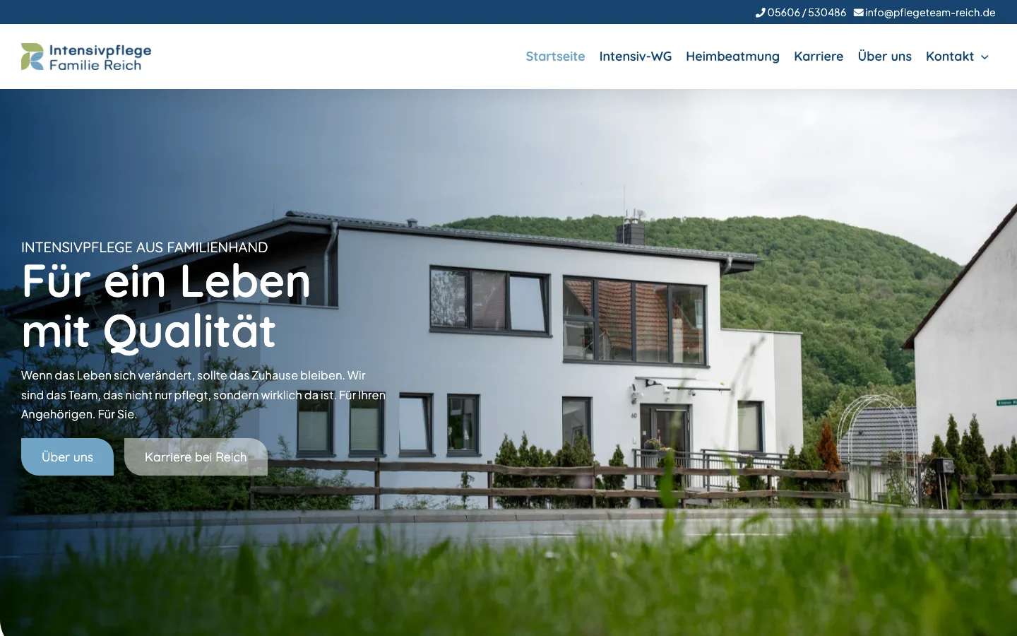 Startseite der Intensivpflege Familie Reich mit dem Pflegeteam. Umgesetzt von sorum (Intensivpflege)